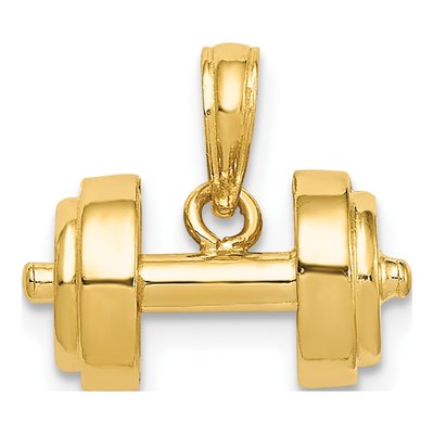 14K Yellow Gold 3-D Barbell Pendant – view 5