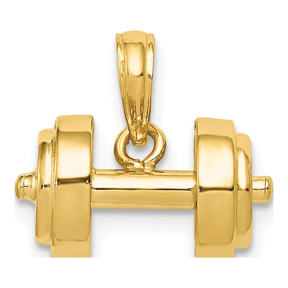 14K Yellow Gold 3-D Barbell Pendant