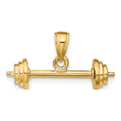 14K Yellow Gold 3-D Barbell Pendant – view 4