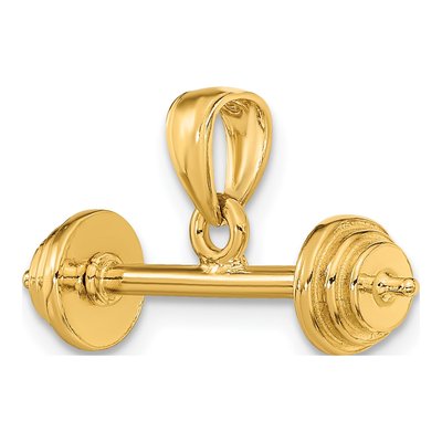 14K Yellow Gold 3-D Barbell Pendant – view 6
