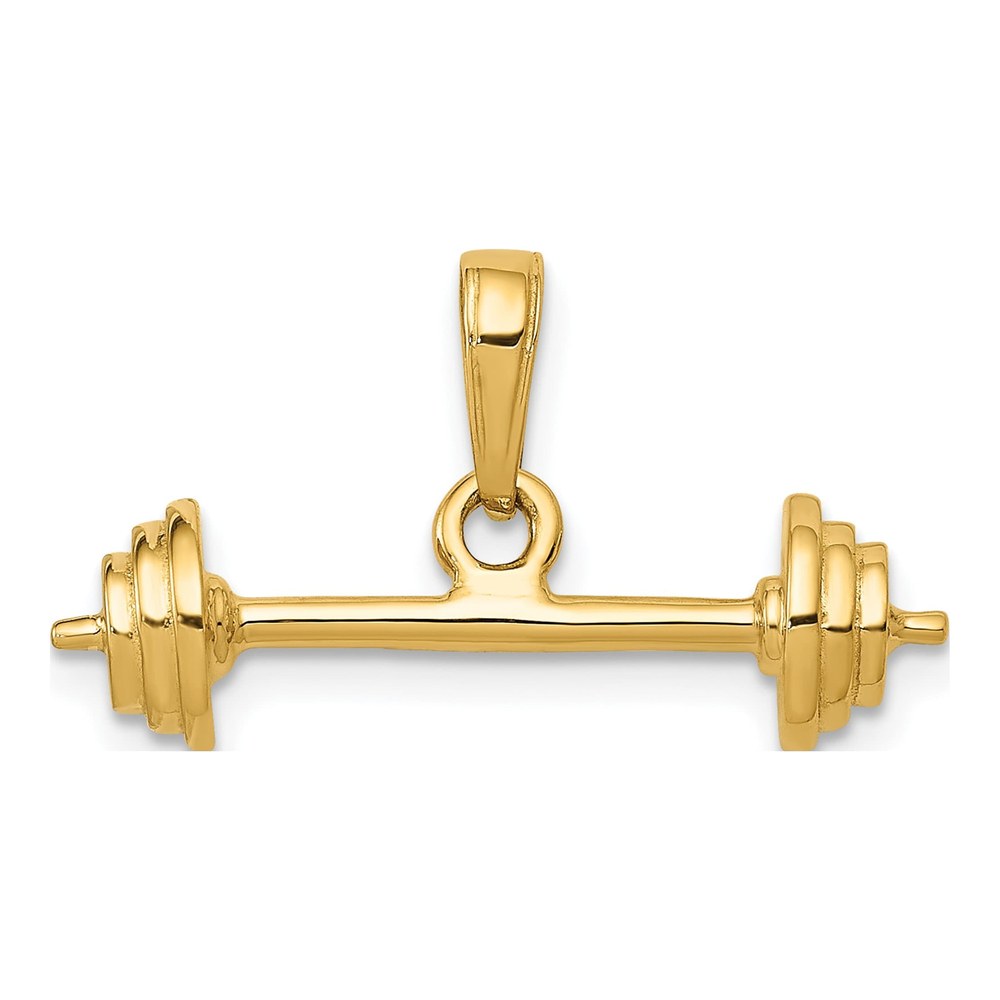 14K Yellow Gold 3-D Barbell Pendant