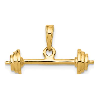 14K Yellow Gold 3-D Barbell Pendant