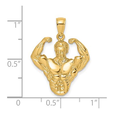 14K Yellow Gold 3-D Bodybuilder Pendant – view 4