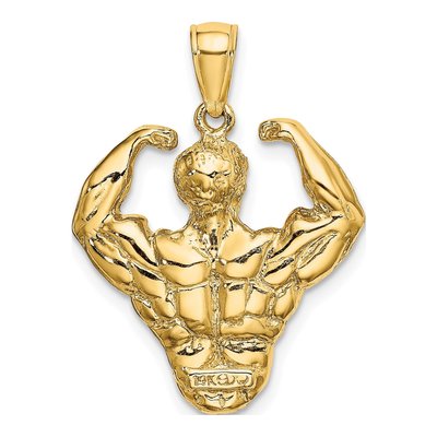 14K Yellow Gold 3-D Bodybuilder Pendant – view 5