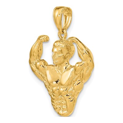 14K Yellow Gold 3-D Bodybuilder Pendant – view 6