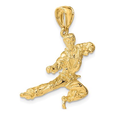 14K Yellow Gold 3-D Male Karate Pendant – view 6