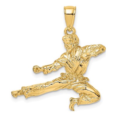14K Yellow Gold 3-D Male Karate Pendant