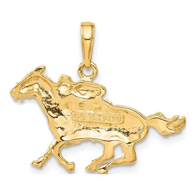 14K Yellow Gold Jockey on Horse Pendant – view 4