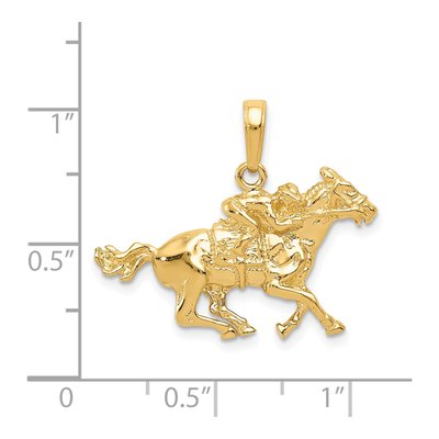 14K Yellow Gold Jockey on Horse Pendant – view 5