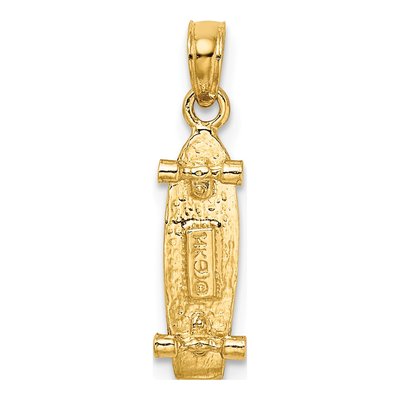 14K Yellow Gold 3-D Skateboard Pendant – view 4