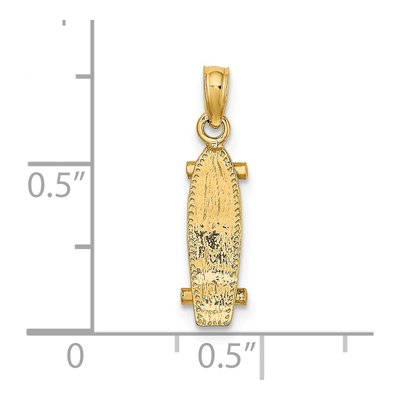 14K Yellow Gold 3-D Skateboard Pendant – view 5