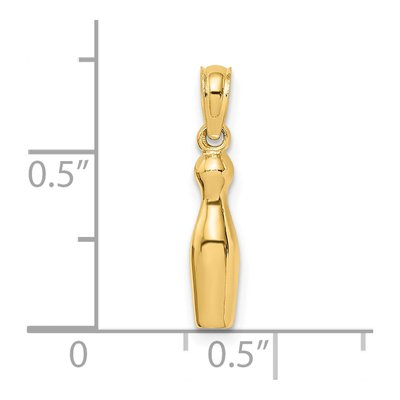 14K Yellow Gold 3-D Bowling Pin Charm – view 4