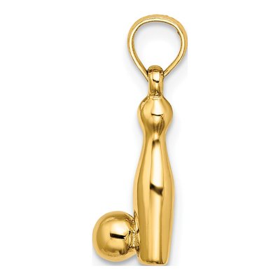 14K Yellow Gold 3D Bowling Pin Ball Charm – view 3