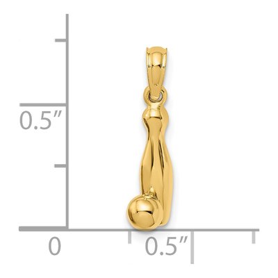 14K Yellow Gold 3D Bowling Pin Ball Charm – view 4