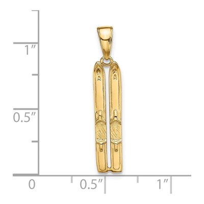 14K Yellow Gold 3-D Snow Skis Pendant – view 5