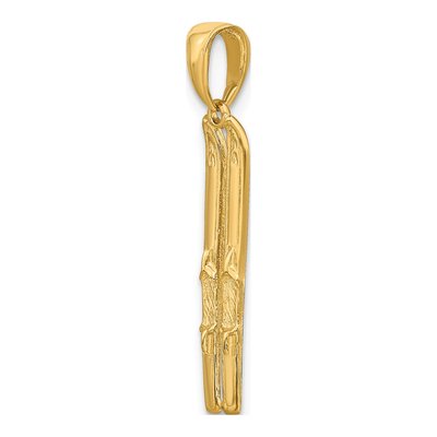 14K Yellow Gold 3-D Snow Skis Pendant – view 6