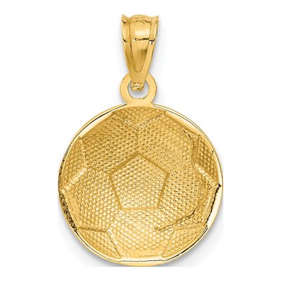 14K Yellow Gold Domed Soccer Ball Pendant – view 4