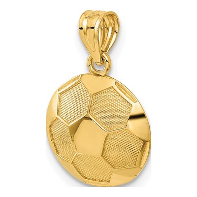14K Yellow Gold Domed Soccer Ball Pendant – view 6