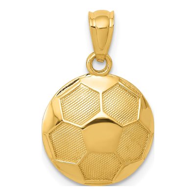 14K Yellow Gold Domed Soccer Ball Pendant
