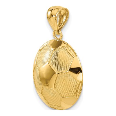 14K Yellow Gold Domed Soccer Ball Pendant – view 6