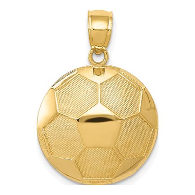 14K Yellow Gold Domed Soccer Ball Pendant