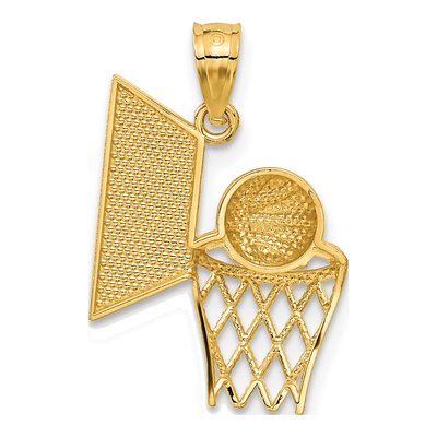 14K Yellow Gold Basketball Hoop Pendant – view 4