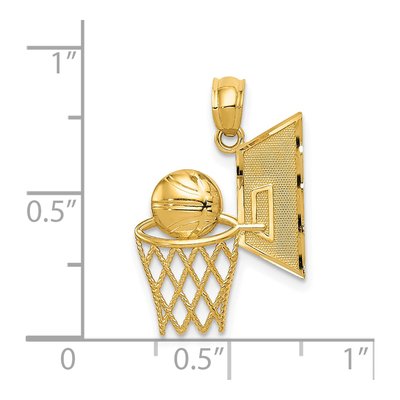 14K Yellow Gold Basketball Hoop Pendant – view 5