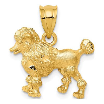 14K Yellow Gold Poodle Dog Pendant
