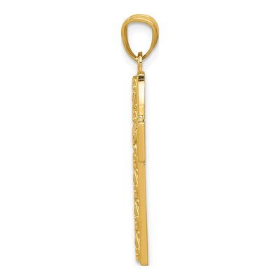 14K Yellow Gold Diamond-Cut Filigree Cross Pendant – view 3