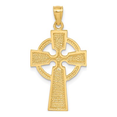 14K Yellow Gold Diamond-Cut Celtic Cross Pendant – view 4