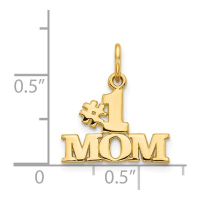 14K Yellow Gold MOM Number 1 Pendant – view 5