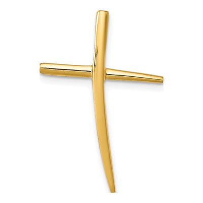 14K Yellow Gold Curved Cross Slide Pendant