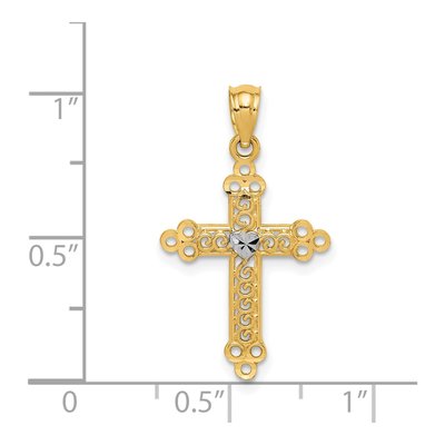 14K Yellow Gold Budded Cross Heart Pendant – view 4