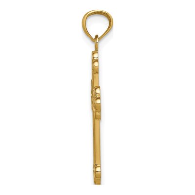 14K Yellow Gold Budded Cross Pendant – view 3