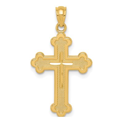 14K Yellow Gold Budded Cross Pendant
