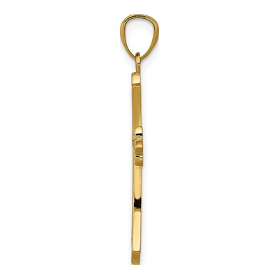 14K Yellow Gold Fleur de Lis Cross Pendant – view 3