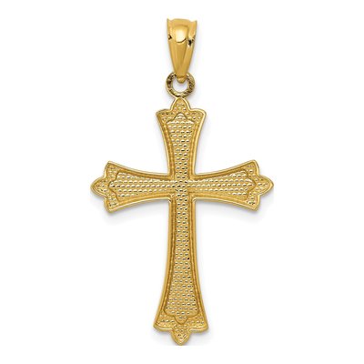 14K Yellow Gold Fleur de Lis Cross Pendant – view 5