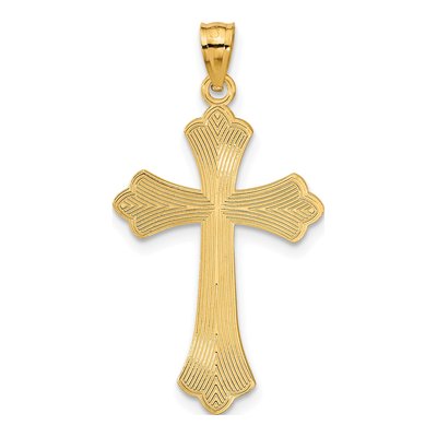 14K Yellow Gold Diamond-Cut Cross Pendant – view 4