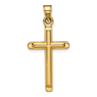 14K Yellow Gold 3-D Hollow Cross Pendant – view 4