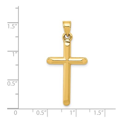 14K Yellow Gold 3-D Hollow Cross Pendant – view 5