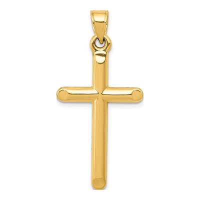 14K Yellow Gold 3-D Hollow Cross Pendant