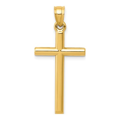 14K Yellow Gold Hollow Cross Pendant