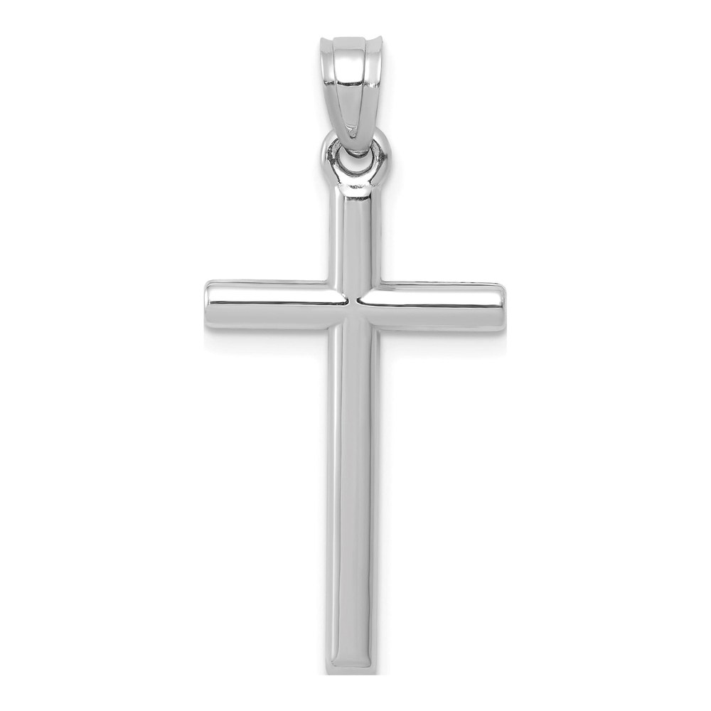 14K White Gold Hollow Cross Pendant