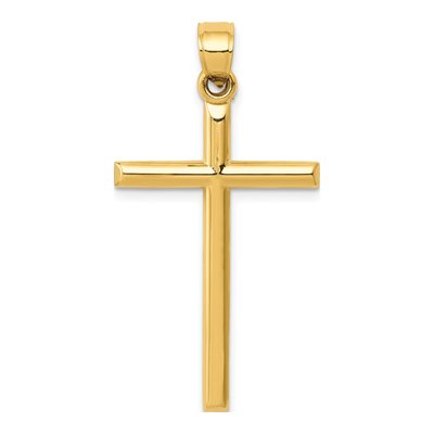 14K Yellow Gold Hollow Cross Pendant