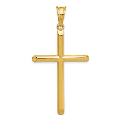 14K Yellow Gold 3-D Hollow Cross Pendant – view 4