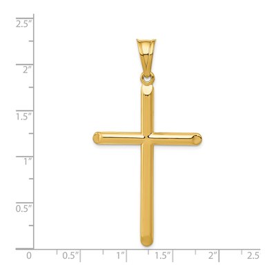 14K Yellow Gold 3-D Hollow Cross Pendant – view 6