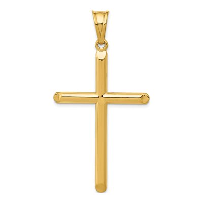 14K Yellow Gold 3-D Hollow Cross Pendant