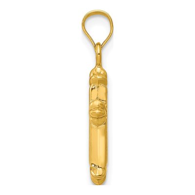 14K Yellow Gold Fleur de Lis Hollow Cross Charm – view 3