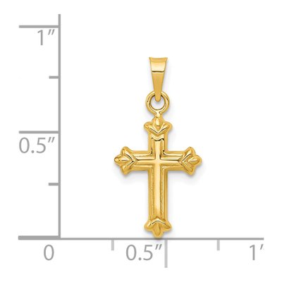 14K Yellow Gold Fleur de Lis Hollow Cross Charm – view 5