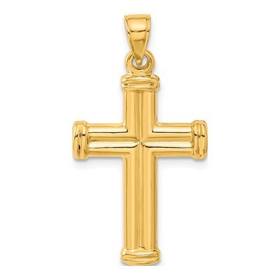 14K Yellow Gold Hollow Cross Pendant – view 4